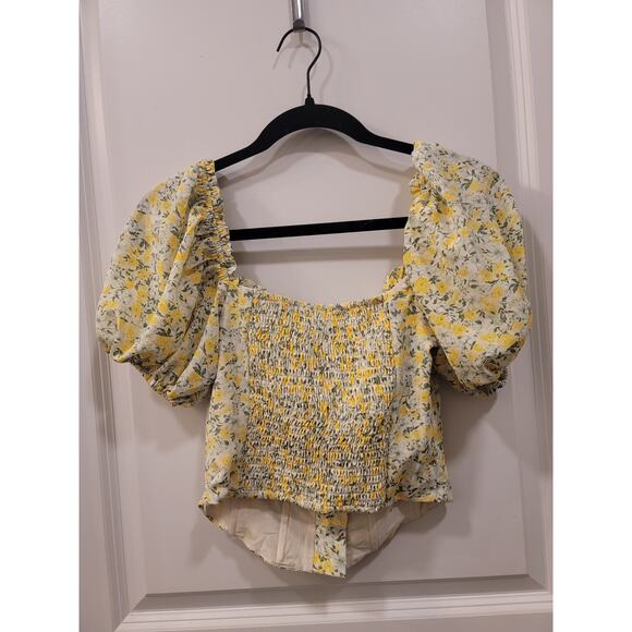 ASTR the Label Yellow Floral Corset Crop Top - Picture 3 of 9
